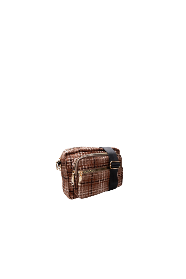 Black Colour - Bcvanda Check Crossover Bag 9386 - Espresso