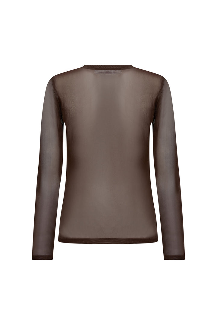 Co´Couture - 33201 Meshcc O-Neck Blouse 500806 - 20002 - Brown