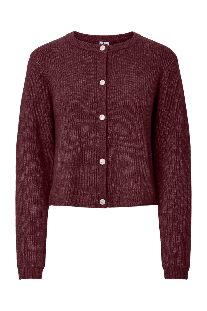 Pieces - Pcsilly Ls O-Neck Knit Cardigan - 4964322 Tawny Port Melange