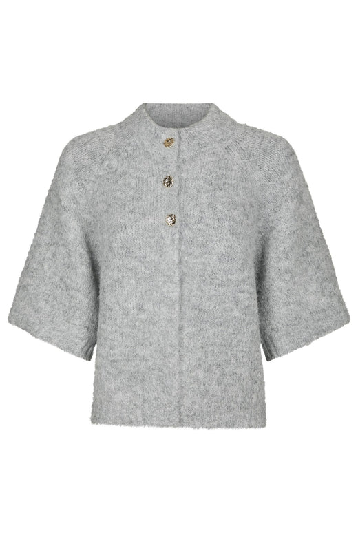 Neo Noir - Benuta Fluffy Knit Cardigan 165816 - 133 - Grey Melange