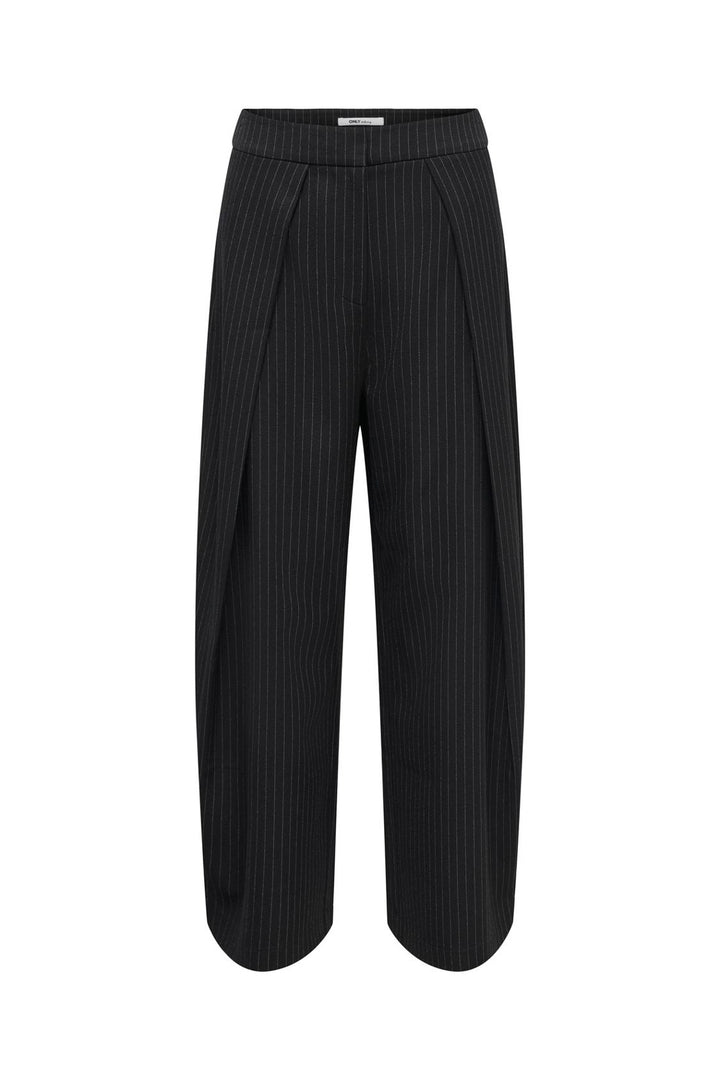 Only - Onlpinya Pleat Barrel Pant Tlr - 5205663 Black Cloud Dancer Pinstripes