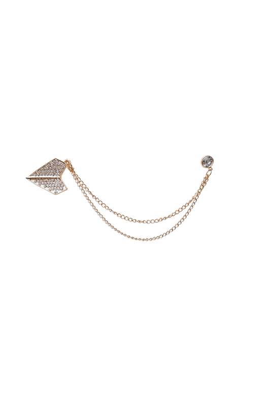Black Colour - Bcpyramide Brooch Pin-Set 4553 - Golden Coloured