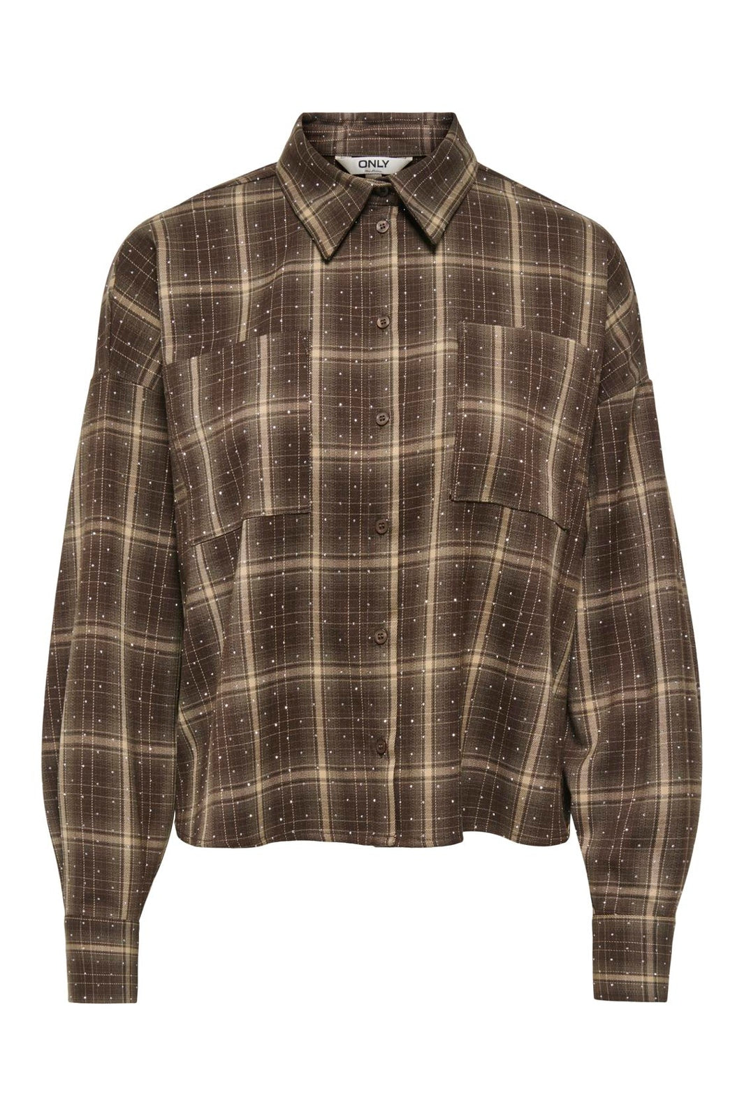 Only - Onlilston Ls Glitter Detail Shirt - 5116395 Black Coffee W. Embellishment