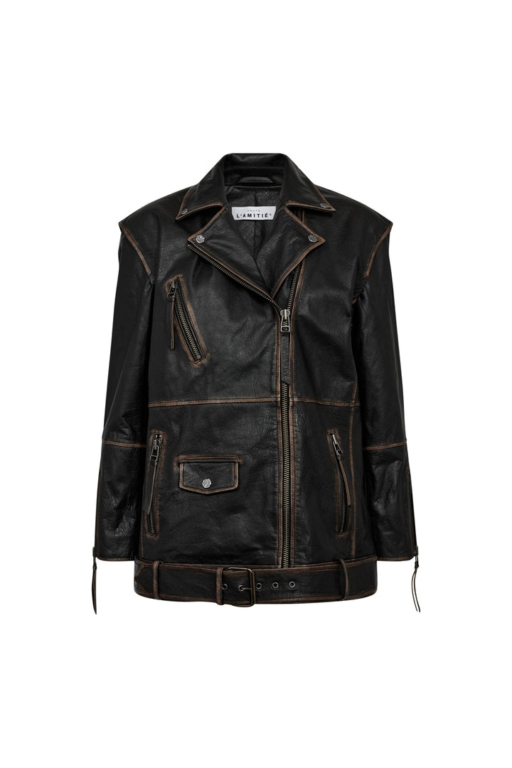 Haute L'Amitié - Leather Biker Wing Jacket HL10206 - Black
