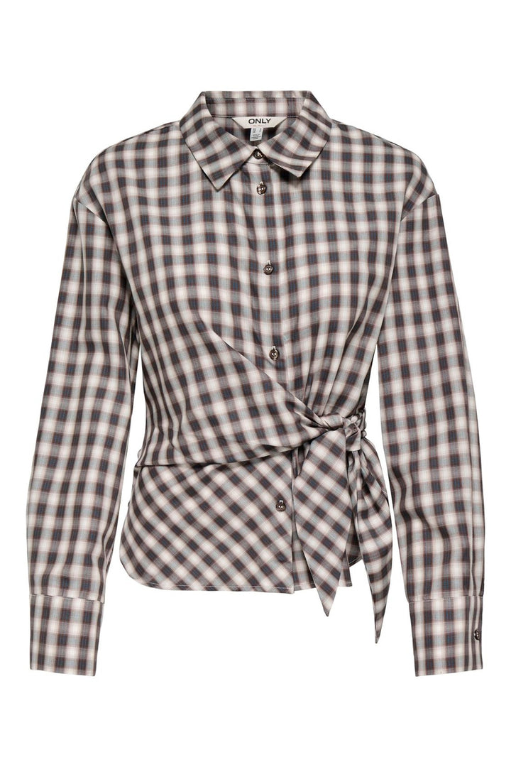 Only - Onlnola Ls Check Wrap Shirt - 5232776 Malt Ball White/Blue