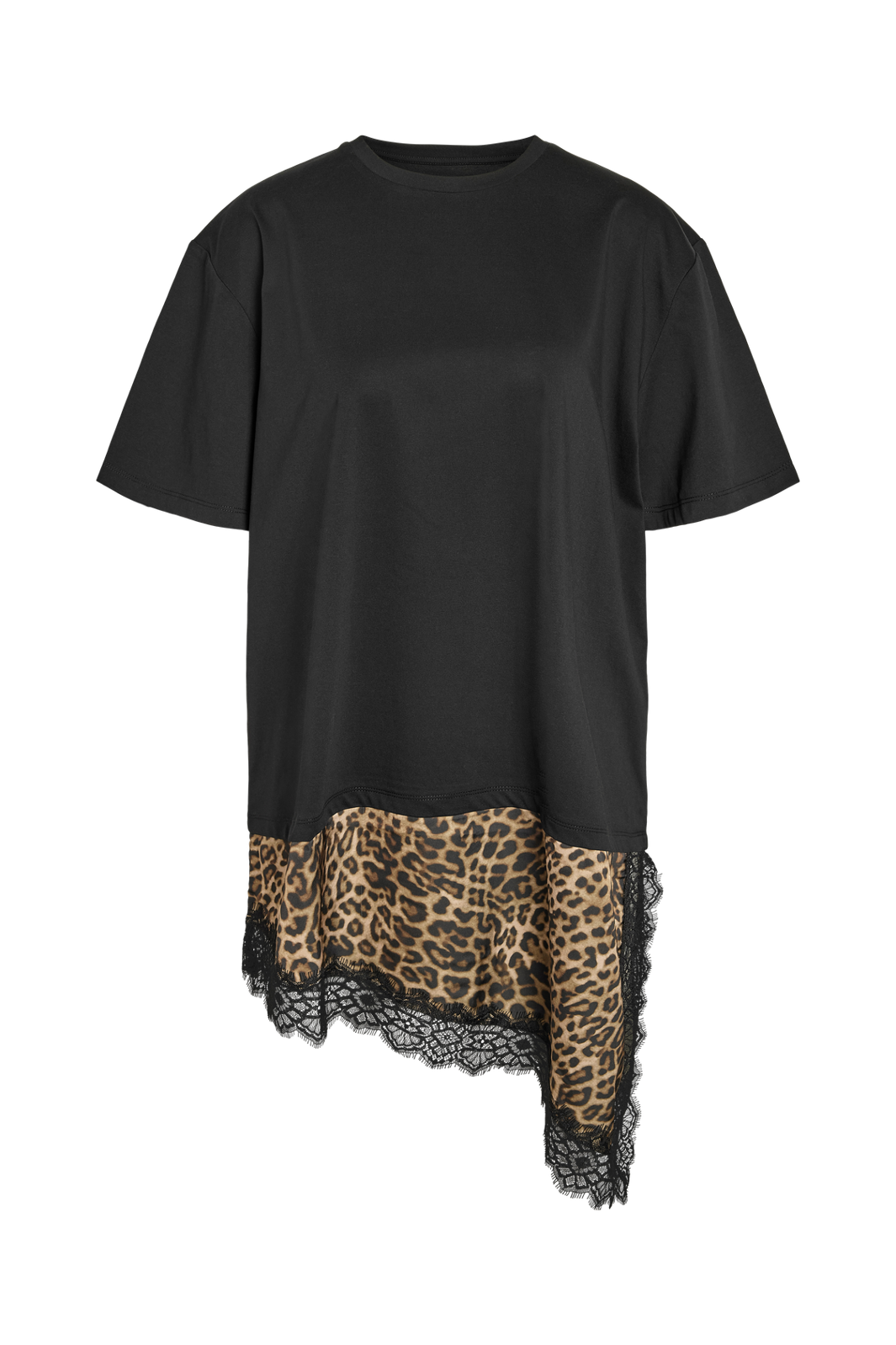 Noisy May - Nmfilla S/S Oversize Satin T-Shirt - 5190999 Black Leo