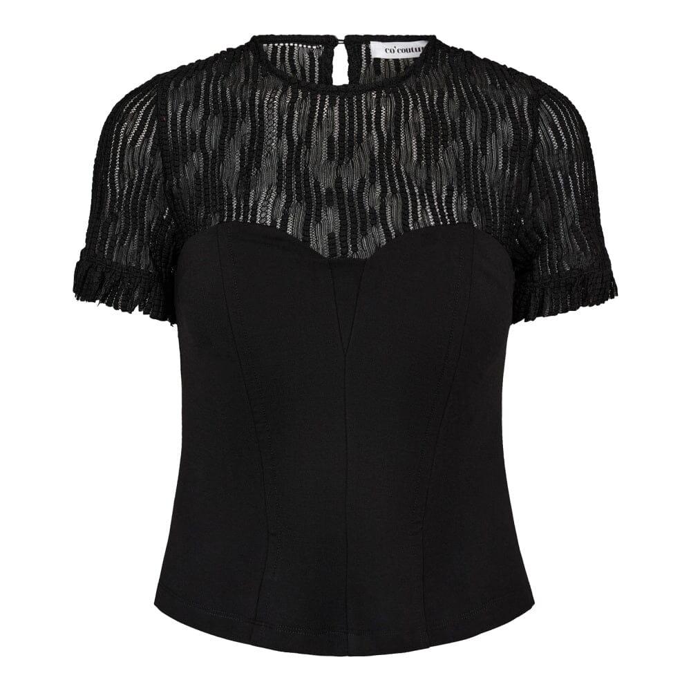 Co´Couture - Coltoncc Lace Mix Top 35962 - 96 - Black T-shirts 