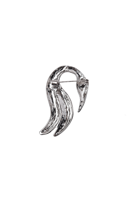 Black Colour - Bcswan Brooch 4547 - Silver Coloured