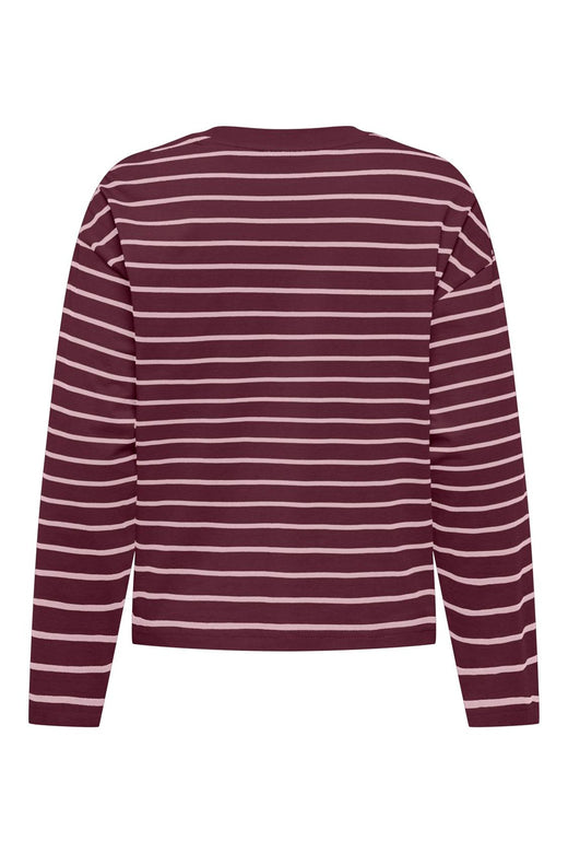 Only - Onlhappy L/S O-Neck Stripe Tee - 5203236 Fig Pale Lilac Lena
