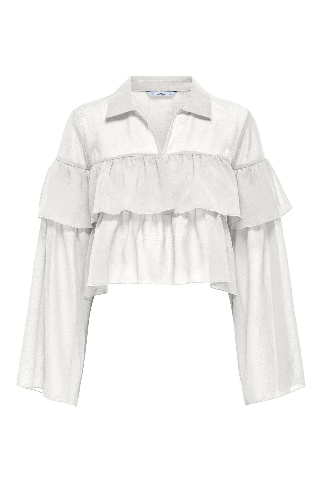 Only - Onlsuzzi L/S Frill Tie Top Ox - 4882991 Cloud Dancer