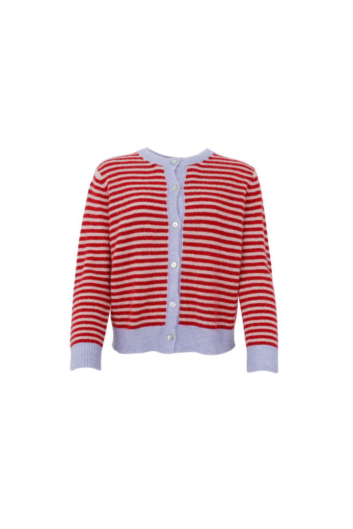 Black Colour - Bcdell Striped Knit Cardigan 1245 - Red