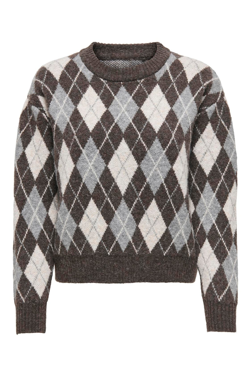 Only - Onlharly Life Ls O-Neck Pullover Knt - 4971828 Coffee Bean Soft Chambray/Birch