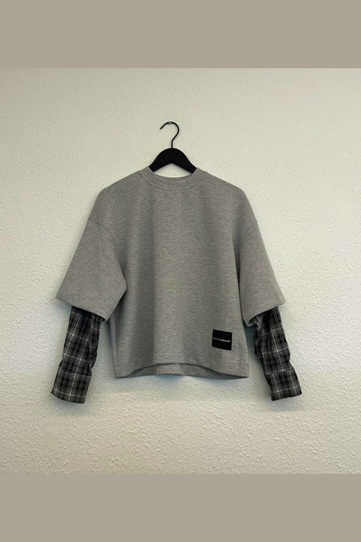 Haute L'Amitié - Maxi Sweat Ls Shirt Mix HL11270 - Grey Melangé