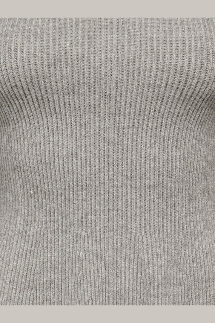 Only - Onlibi Ls V-Neck Rib Peplum Cc Knt - 5021070 Medium Grey Melange