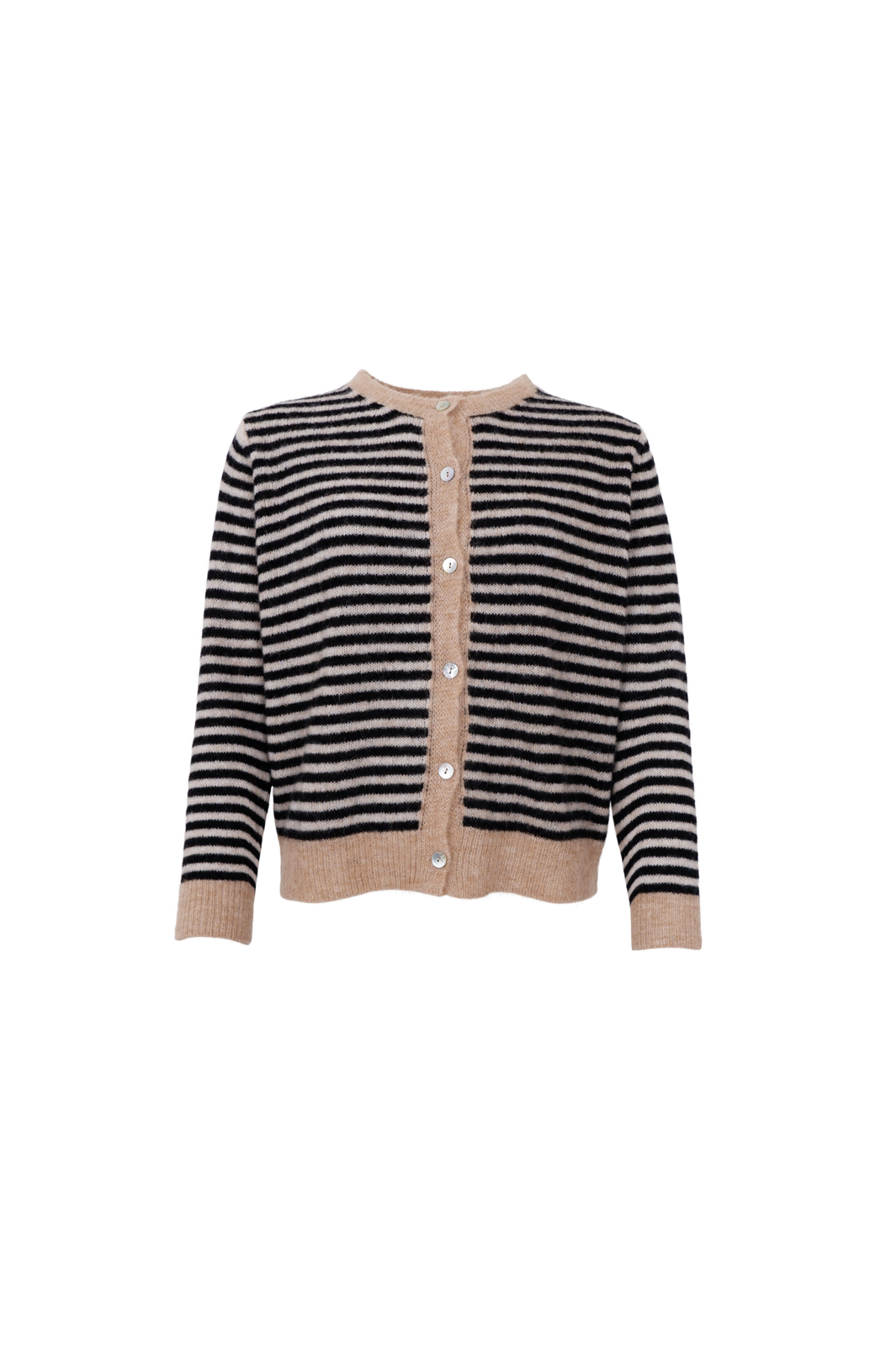 Black Colour - Bcdell Striped Knit Cardigan 1245 - Black