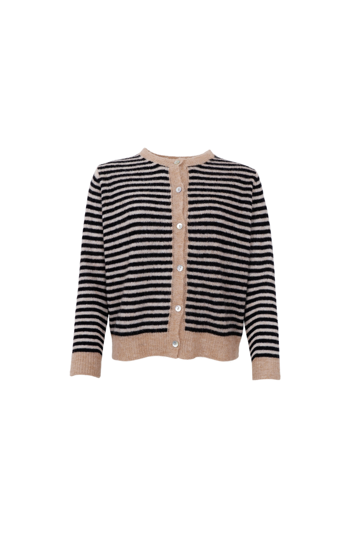 Black Colour - Bcdell Striped Knit Cardigan 1245 - Black