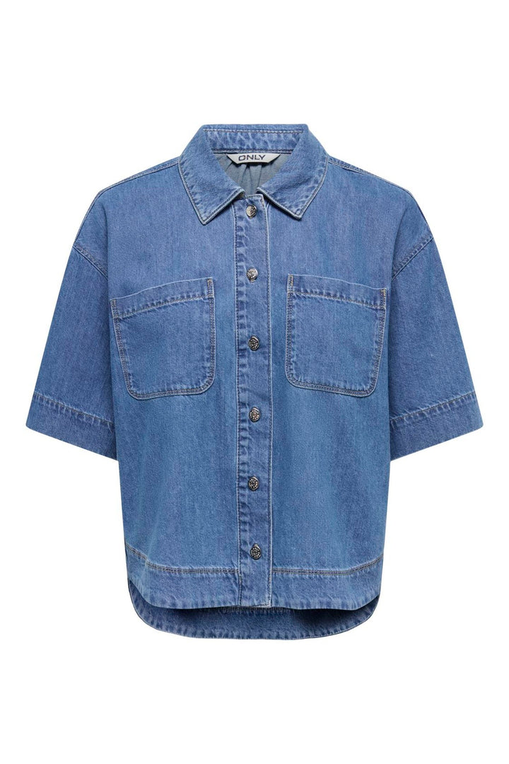 Only - Onlcleo Life Ss Shirt Pim - 5045119 Medium Blue Denim