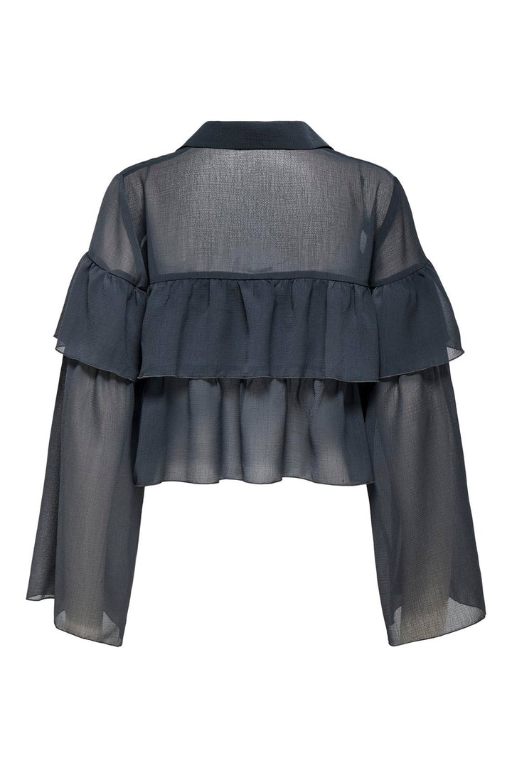 Only - Onlsuzzi L/S Frill Tie Top Ox - 4887373 Phantom
