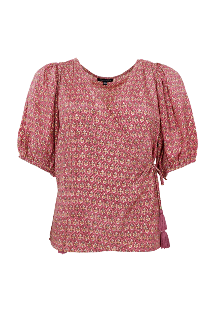 Black Colour - Bcluna Puff Sleeve Wrap Blouse 39175 - Indie Berry