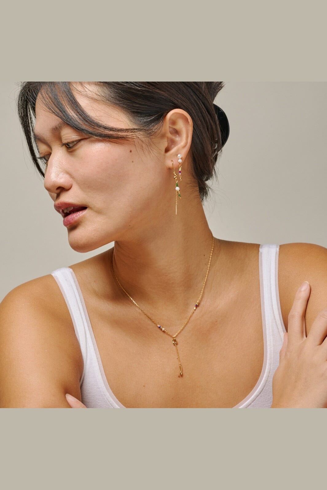 Enamel Copenhagen - Earrings, Nara Miyuki E477G - Khaki