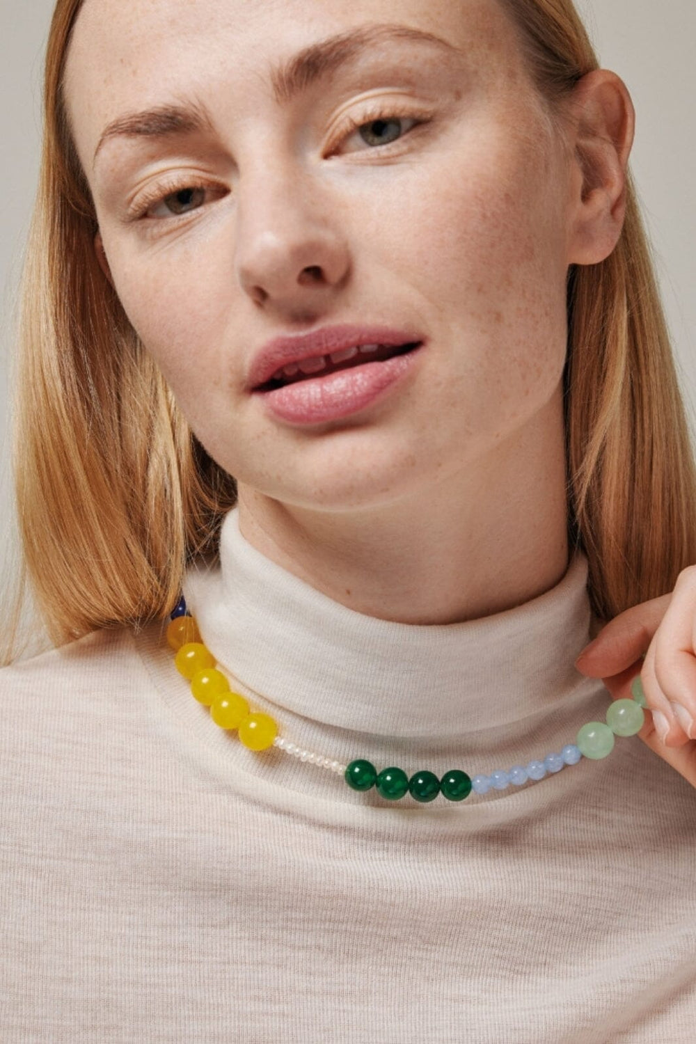 Enamel Copenhagen - Necklace, Tanya - Green, Blue, Yellow And Pearls Halskæder 