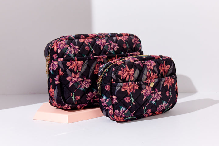 Fan Palm - Beauty Bag Velvet - Flawless Black Toilettasker 