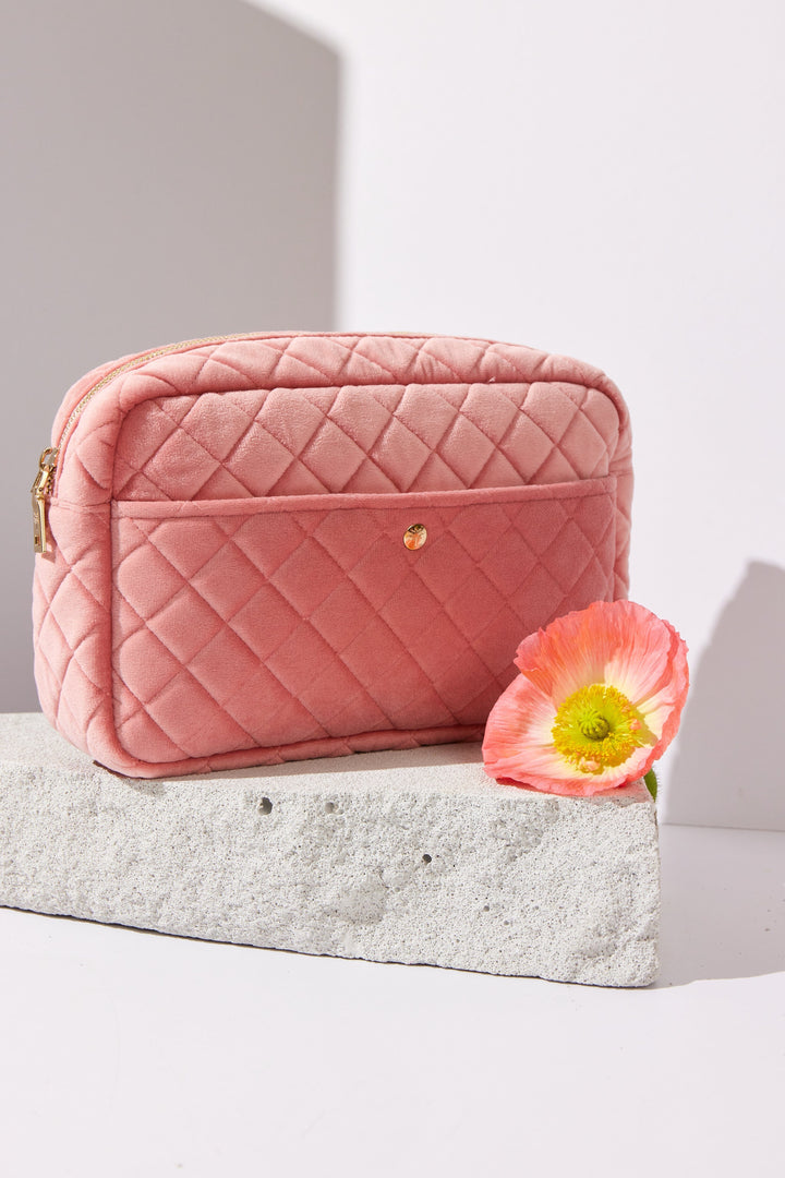 Fan Palm - Beauty Bag Velvet - Rose Velvet Toilettasker 