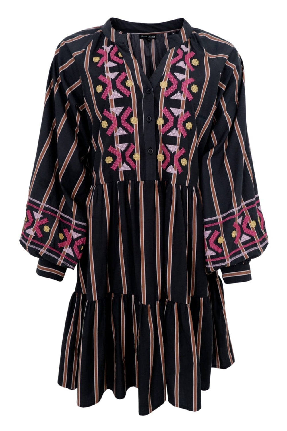 Forudbestilling - Black Colour - Bcizzie Stripe Embroidery Dress - Black Kjoler 