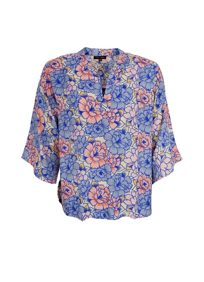 Forudbestilling - Black Colour - Bcluna Flared Sleeve Blouse - Blossom Blue Bluser 