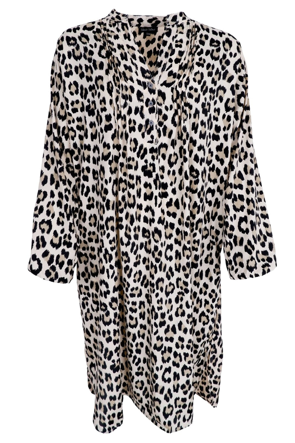 Forudbestilling - Black Colour - Bcluna Pleat Tunic Dress - Lt. Leopard Kjoler 