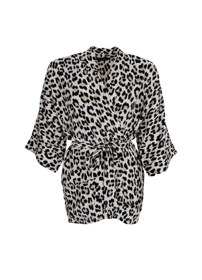 Forudbestilling - Black Colour - Bcluna Short Kimono - Lt. Leopard Kimono 