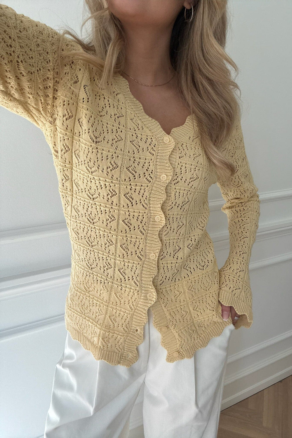 Forudbestilling - BYIC - Dagmaric Cardigan 1229 - Yellow Strikbluser 