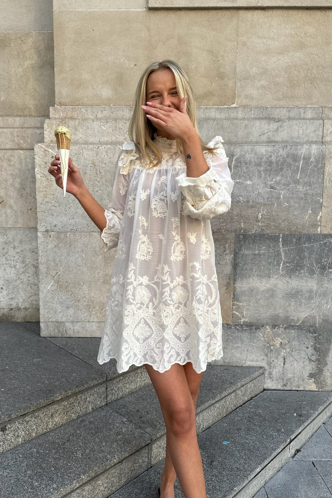 Forudbestilling - BYIC - Ellinoric Lace Dress - vw Vintage White Kjoler 