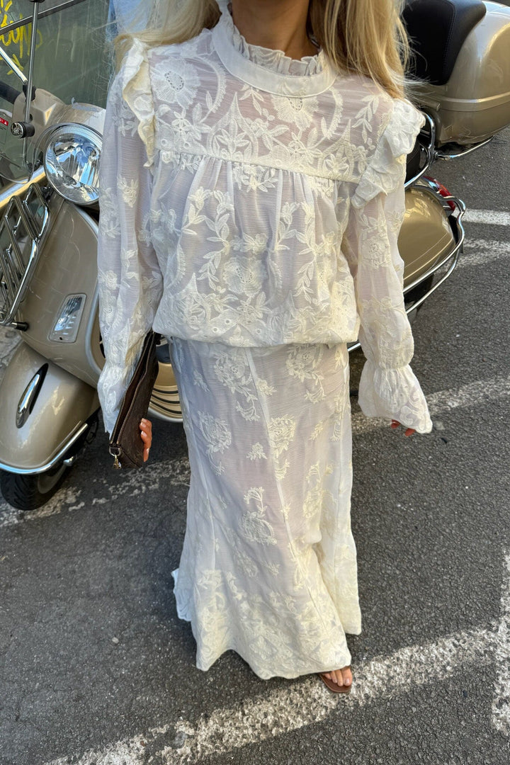 Forudbestilling - BYIC - Ellinoric Lace Maxi Skirt - vw Vintage White Kjoler 