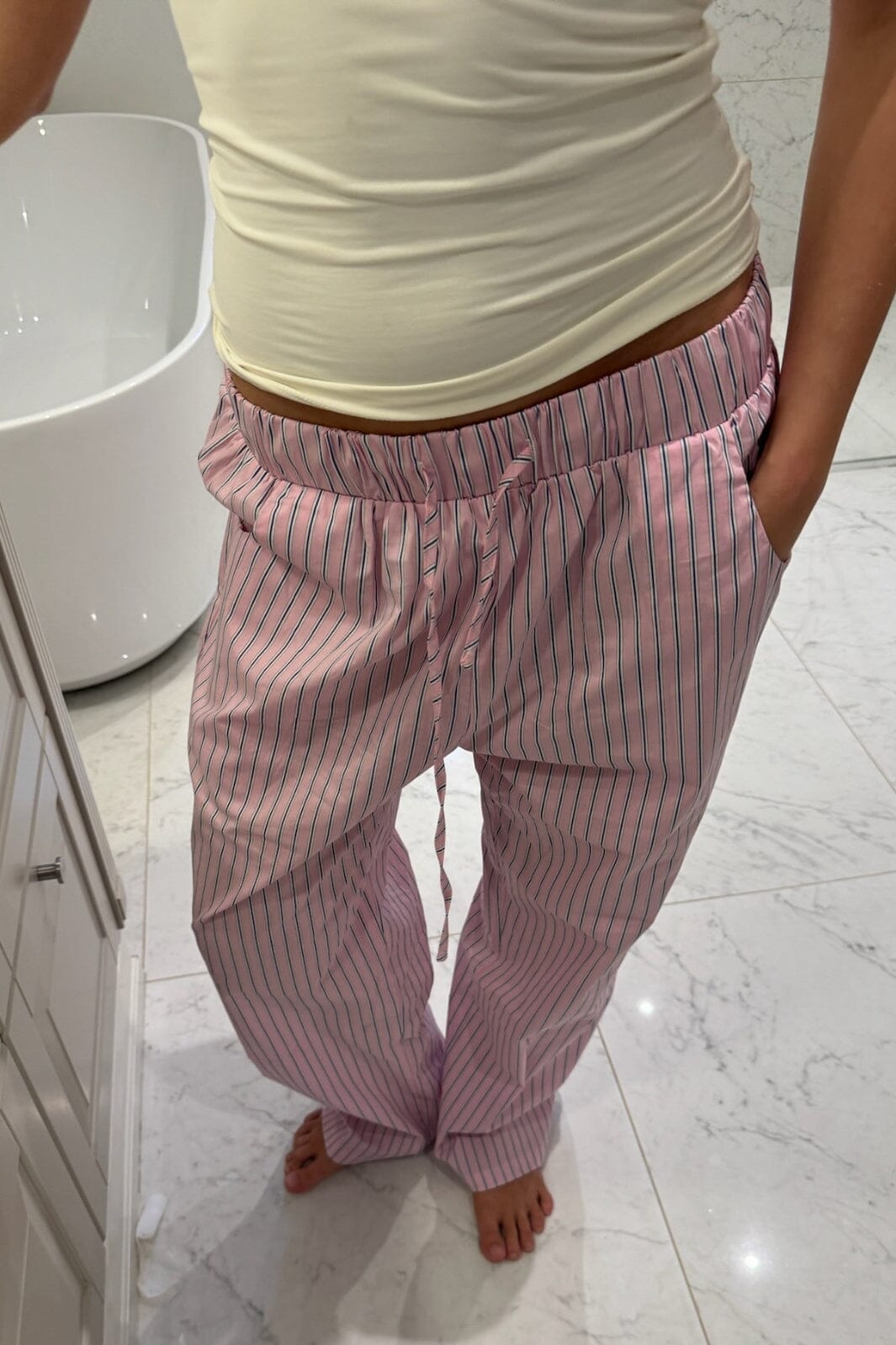 Forudbestilling - BYIC - Hannahic Pants - lpws Light Pink White Stripe Bukser 