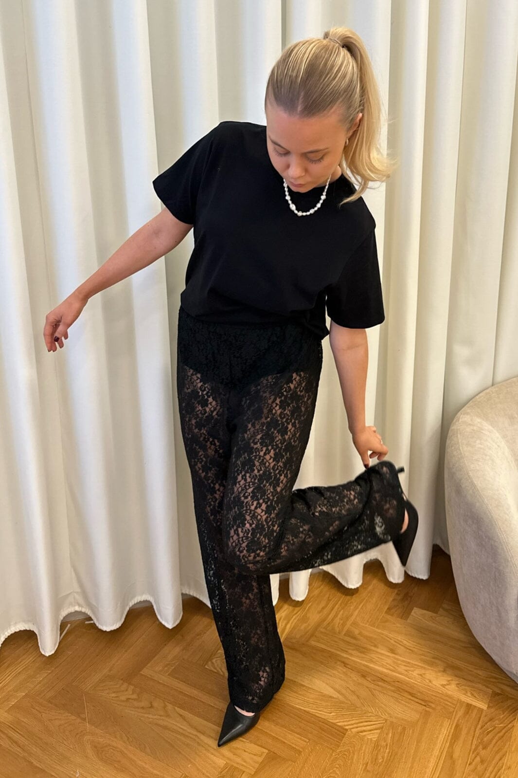 Forudbestilling - BYIC - Zhanna Pants - bl Black Lace Bukser 