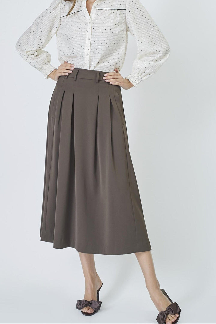 Forudbestilling - Co´Couture - Anyacc Pleat Skirt 34178 - 83 Mocca Nederdele 