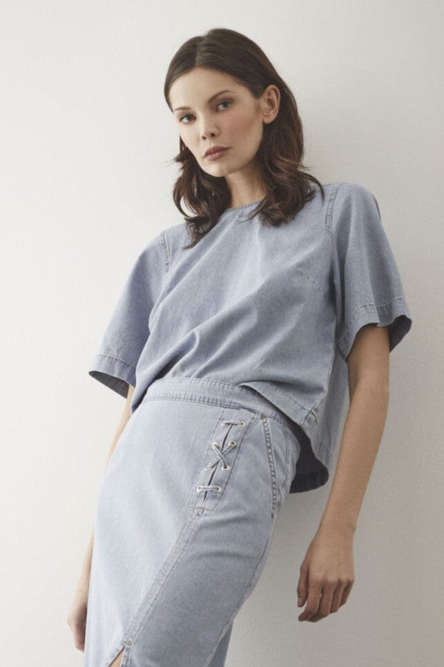 Forudbestilling - Co´Couture - Cindycc Denim Blouse 35898 - 114 - Fade Denim Bluser 
