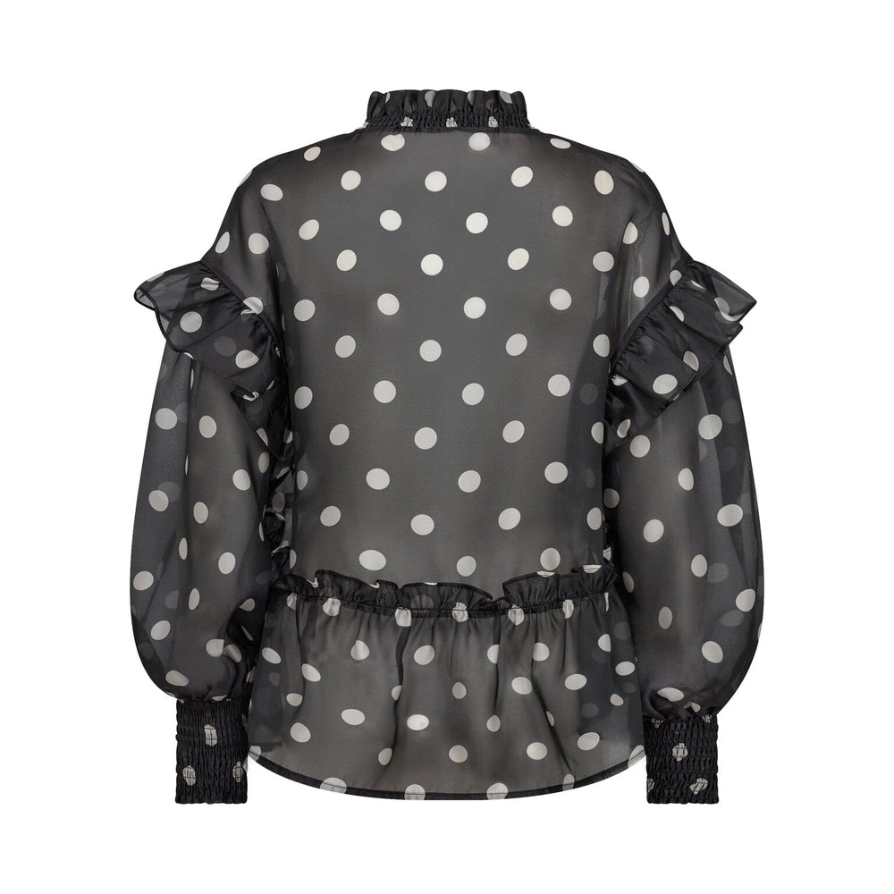 Forudbestilling - Co´couture - Drewcc Dot Frill Blouse 35406 - 360 Black Offwhite Bluser 