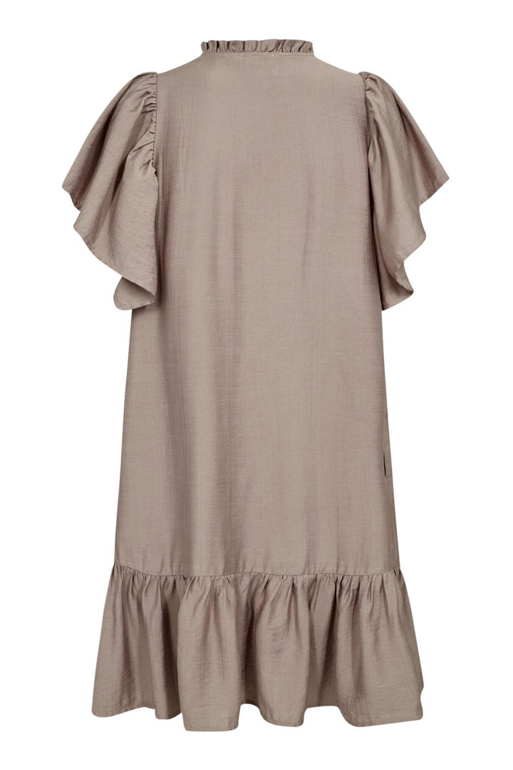 Forudbestilling - Co´Couture - Heracc Crop Ss Frill Dress 36479 - 154 - Walnut Kjoler 
