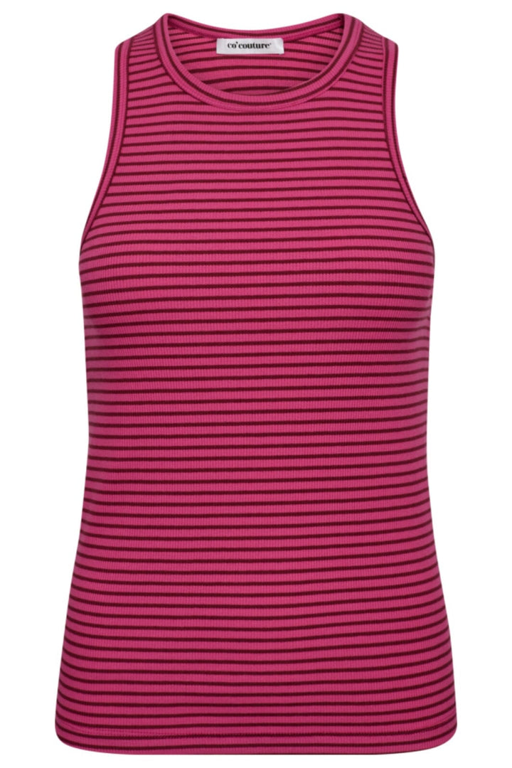 Forudbestilling - Co´couture - Saracc Stripe Rib Top 33075 - 185 Flash Pink T-shirts 