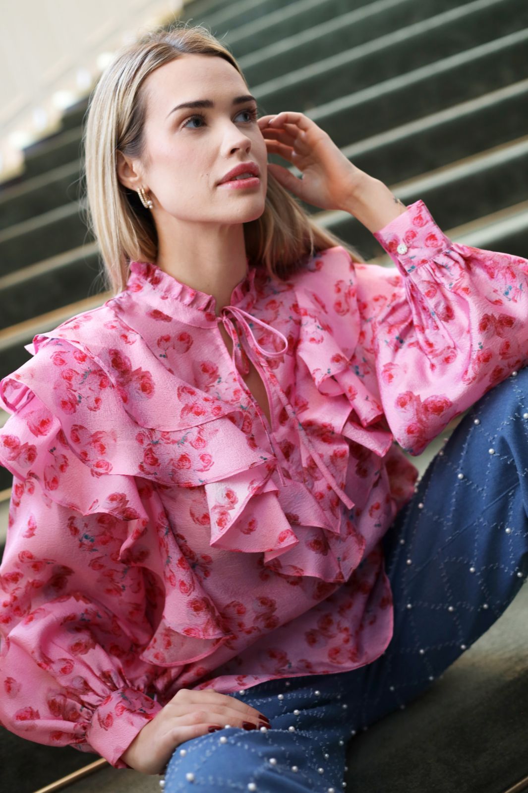 Forudbestilling - Cras - Sylvia Blouse - 8069 8069 Pink Roses Skjorter 