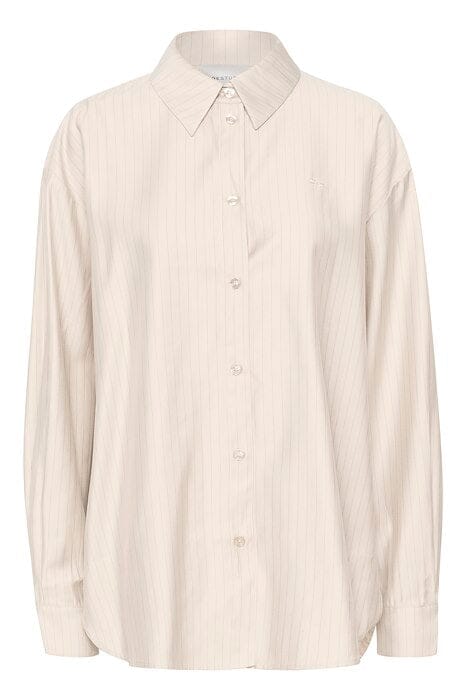 Forudbestilling - Gestuz - LionaGZ OZ shirt - Light sand pinstripe Skjorter 