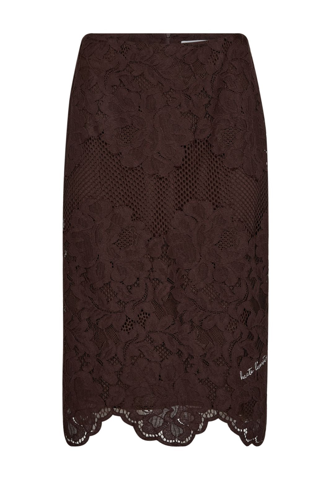 Forudbestilling - Haute L'Amitié - Curvey Lace Hem Pencil Skirt HL10015 - Mocca Nederdele 