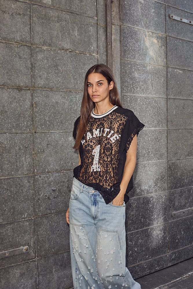 Forudbestilling - Haute L'Amitié - Football Lace Frill Top HL10124 - Black T-shirts 