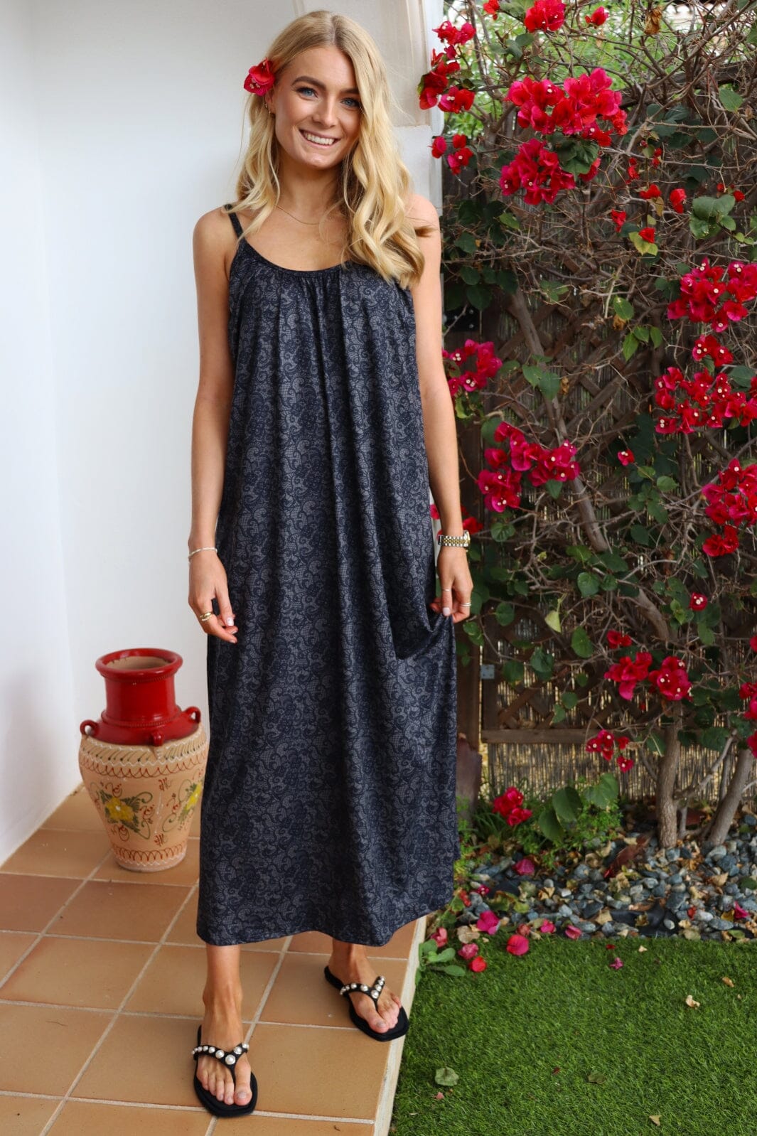 Liberte - Alma-Long-Strap-Dress 9579 - Black Lace
