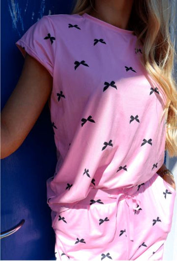 Liberte - Polo-Ls-Bow-Shirt 22154 - Bubblegum Creme Bow Stripe