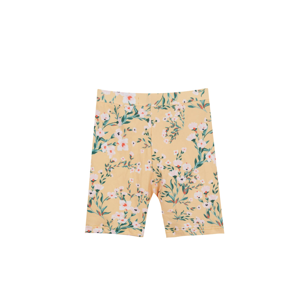 Forudbestilling - Liberte Ami - Alma-Bicycle-Shorts (Kids) - Yellow Green Flower Shorts 