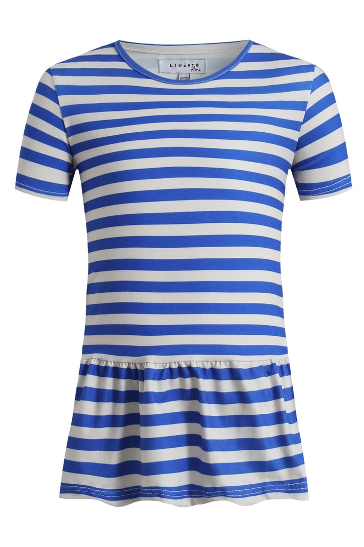 Liberte Ami - Alma-Frill-T-Shirt (Kids) 9649 - Stripe Ivory Cobolt