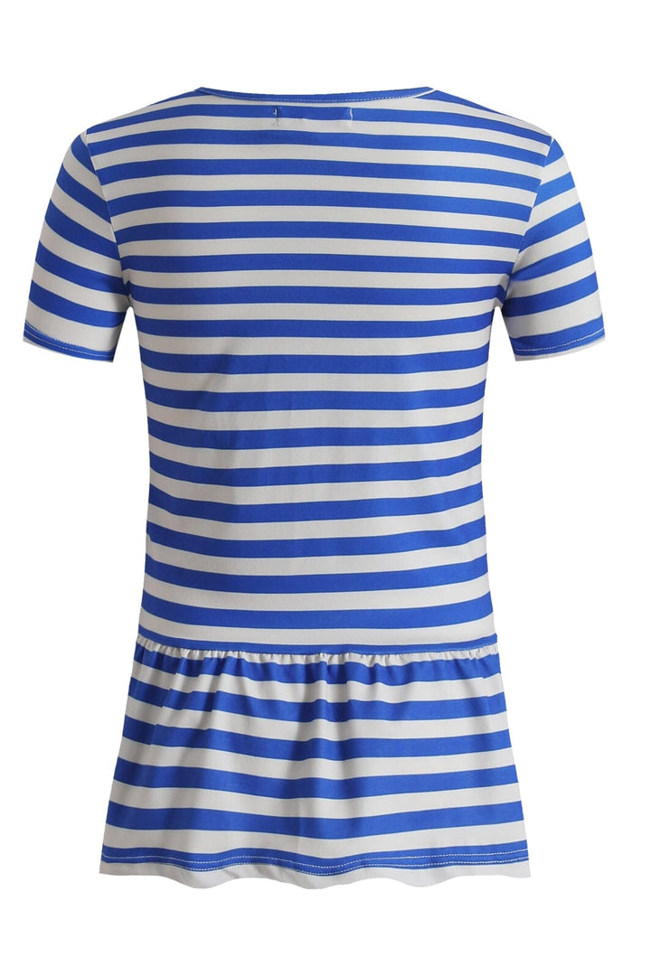 Liberte Ami - Alma-Frill-T-Shirt (Kids) 9649 - Stripe Ivory Cobolt